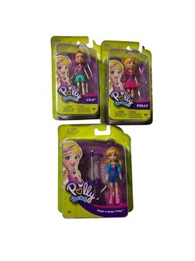 Polly Pocket Mini Doll 3 Bundle Pogo-a-gogo Polly, Polly, And Lila Figures New